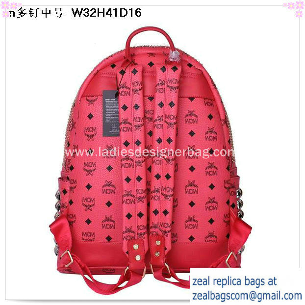 High Quality Replica Hot Sale MCM Medium Stark Front Studs Backpack MC4237 Red - Click Image to Close